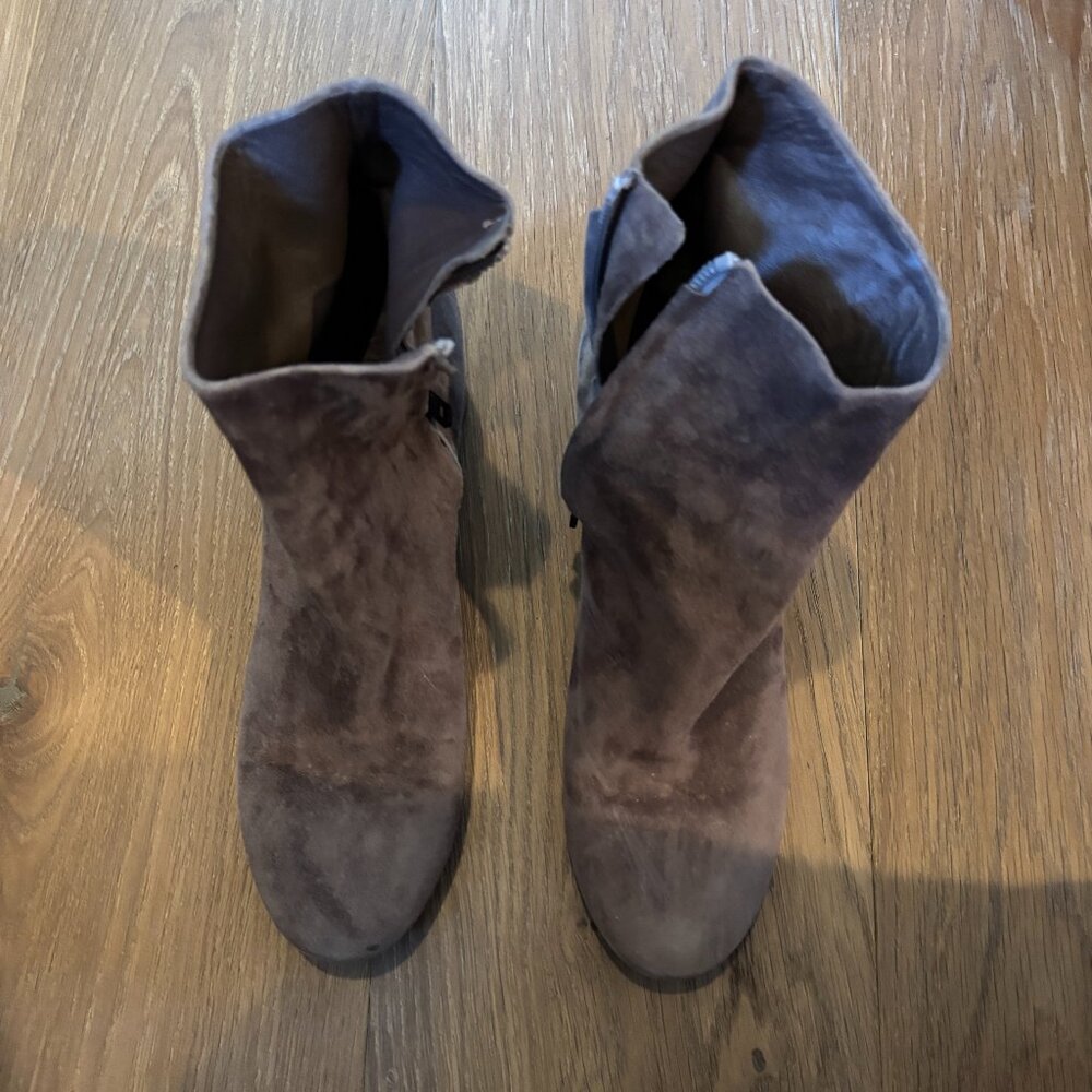 Vince Grey Suede Heeled Boots